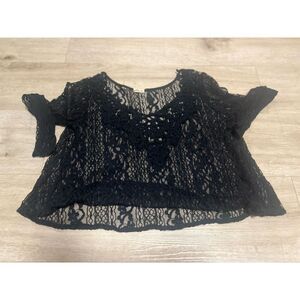 Hollister Long Sleeve‎ Black Pullover Floral  Lace Overlay Women's Size M